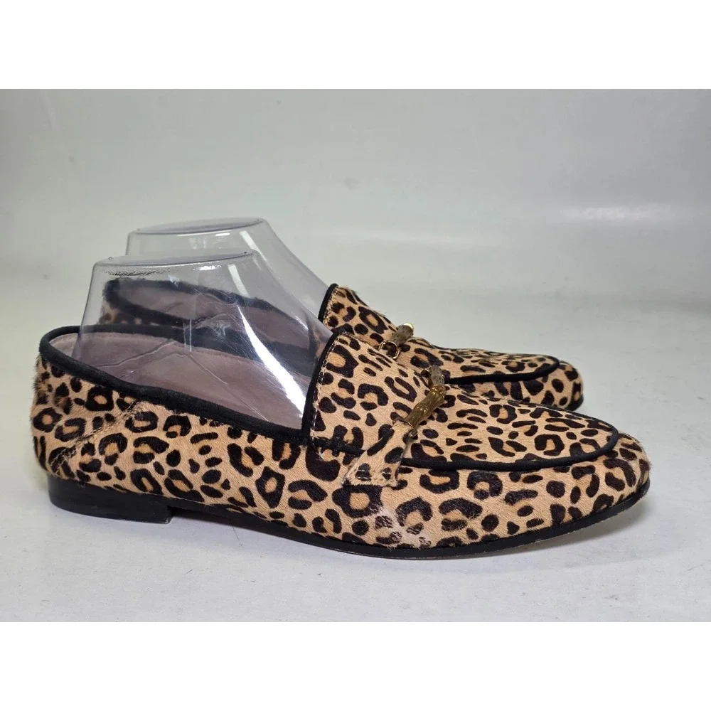 J.McLaughlin Dillon Women's Loafers Size 7 M Leopard Print Brown Calf Hair Shoes